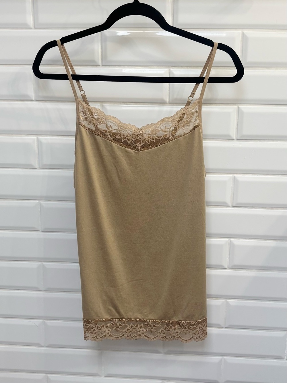 Apt. 9 Women's Large Lace Trim Camisole Medium Beige Tank Top
